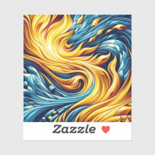 Flowing Yellow Fire Ice Geometric Pattern