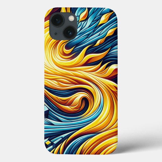 Flowing Yellow Fire Ice Geometric Pattern Case-Mate iPhone Case (Back)