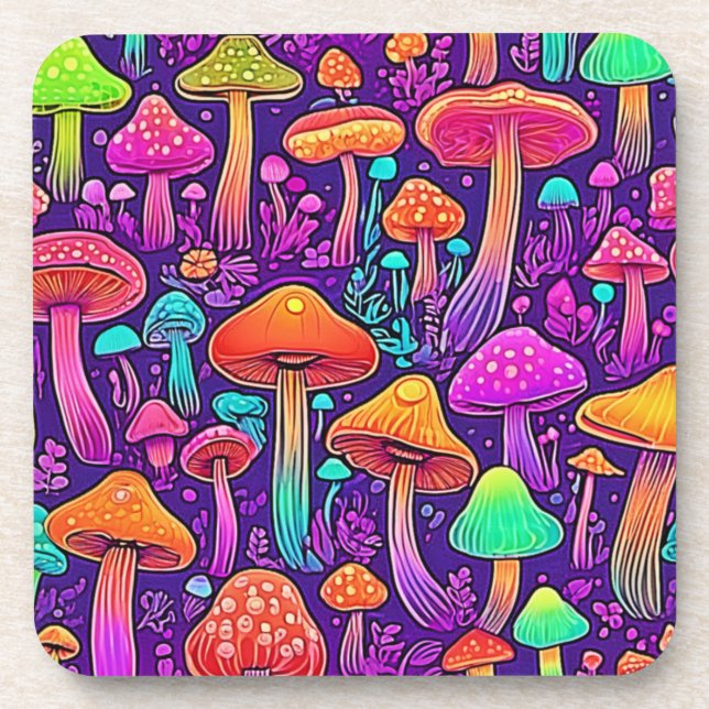 Flowy Neon Mushrooms Dance Coaster (Front)