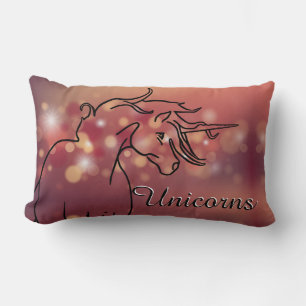 Flowy Unicorn (maroon stars) Lumbar Pillow