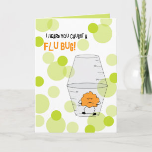 Flu Get Well Trapped Bug in Medicine Cups Card