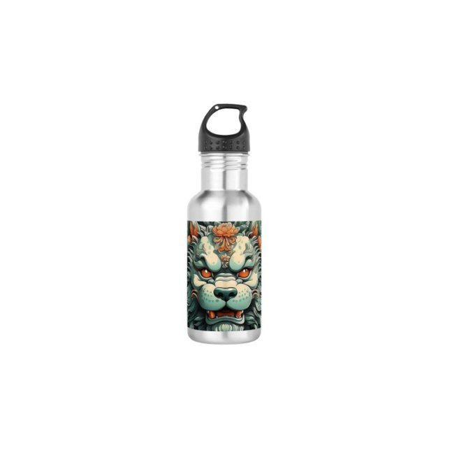 Flu Lion of Wisdom  532 Ml Water Bottle (Asian Lion Head  Water Bottle – 18 oz 18/8 stainless steel Height: 8.67" Weight: 8.7 oz. )