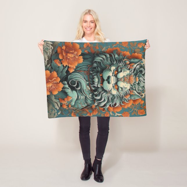 Flu Lion of Wisdom Fleece Blanket (In Situ)