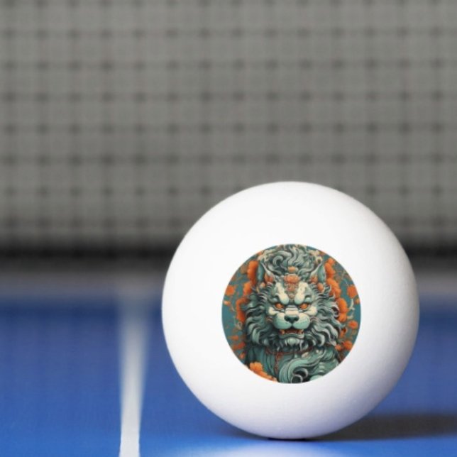 Flu Lion of Wisdom  Ping Pong Ball (Asian Lion Head ping pong ball. 3-star balls meet the ITTF's competition specifications for quality.)