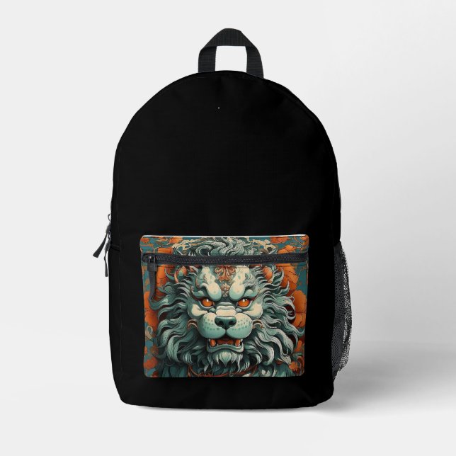 Flu Lion of Wisdom Printed Backpack (Front)