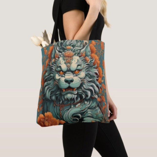 Flu Lion of Wisdom Tote Bag (Tote Bag — 100% polyester, black laminated lining 100% cotton web hand. Made in the USA.

)
