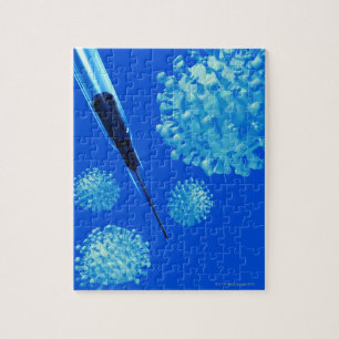 Flu vaccine, conceptual computer artwork. jigsaw puzzle