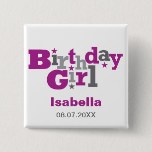 Fluctuating Type Birthday Girl Button