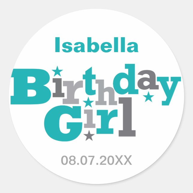Fluctuating Type Birthday Girl Sticker (Front)