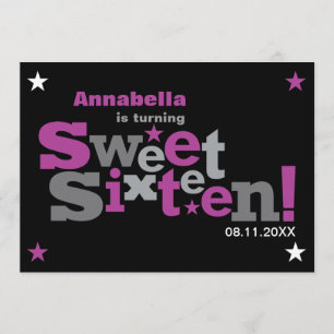 Fluctuating Type Sweet 16 Party Invitation