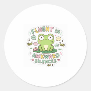 Fluent In Awkward Silences Funny Introvert Sociall Classic Round Sticker