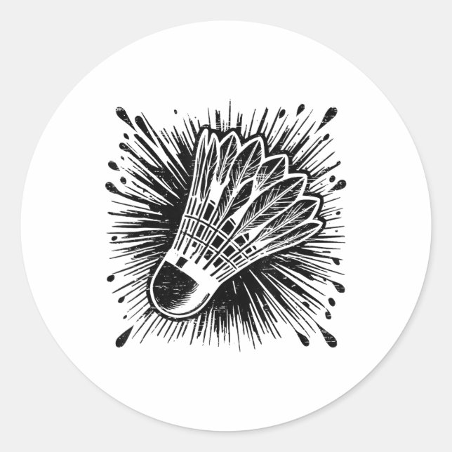 Fluent In Badminton Player Shuttle  Classic Round Sticker (Front)