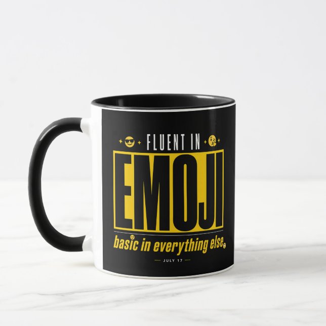 Fluent in Emoji Mug | Funny Emoji Coffee Cup (Left)