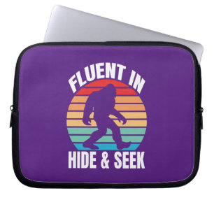 Fluent in Hide and Seek Funny Bigfoot  Laptop Sleeve