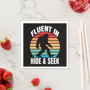 Fluent in Hide and Seek Funny Bigfoot  Napkin