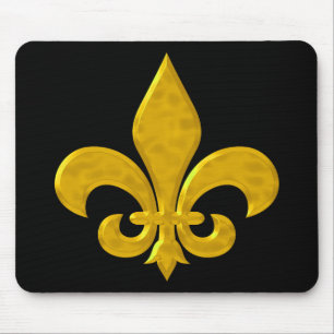 Fluer De Lis Hammered Gold Mouse Pad