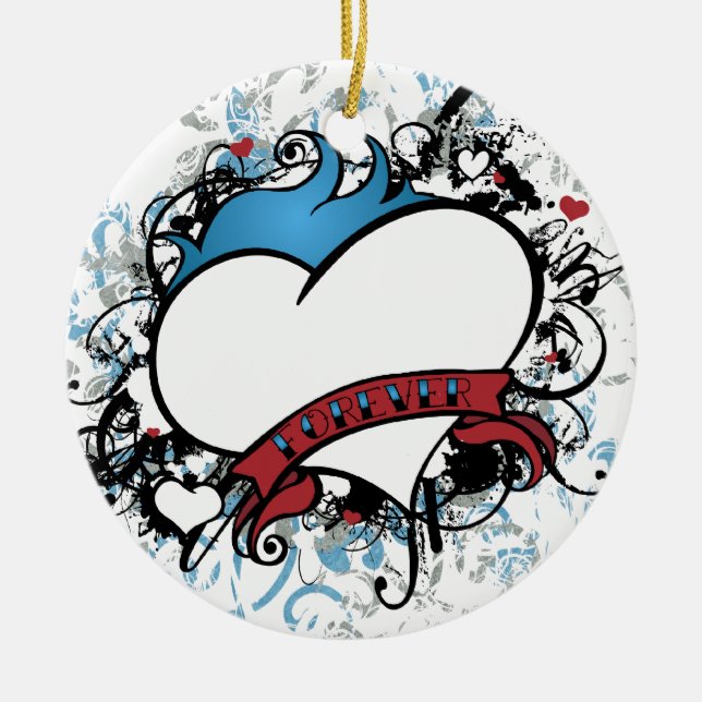 Fluer Forever Heart Christmas Ornamanet Ceramic Ornament (Front)