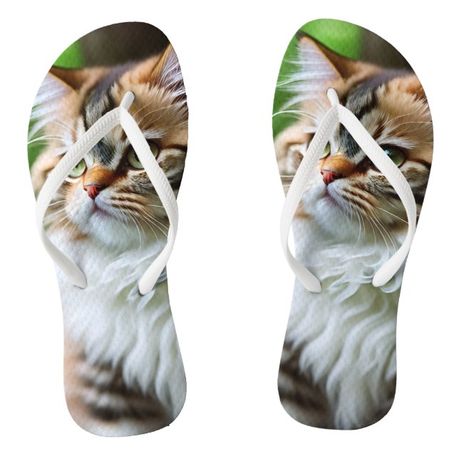 "Fluff and Cuddles: The Chubby Persian Cat" Flip Flops (Footbed)