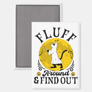 Fluff Around and Find Out, Scary Cat Halloween Magnet