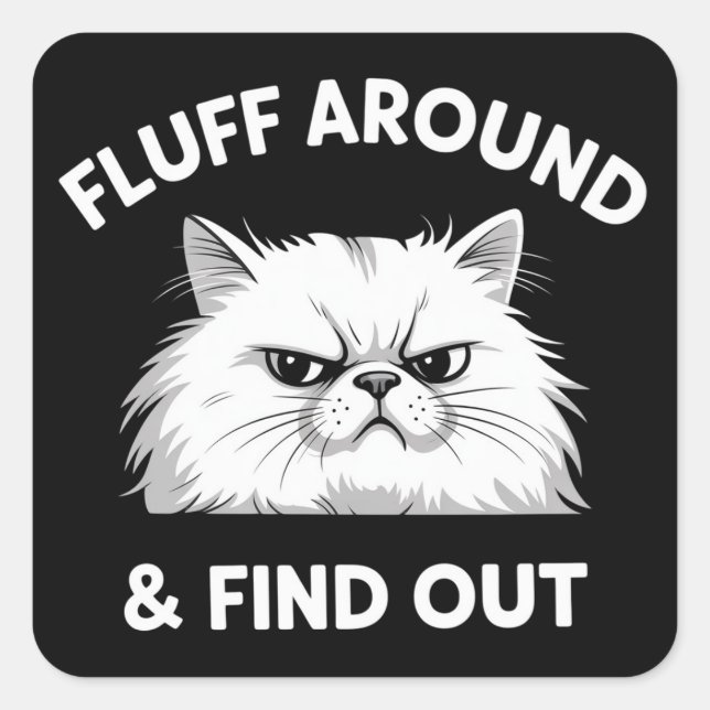 Fluff Around Funny Sarcastic Cat Lady Quote Humor  Square Sticker (Front)