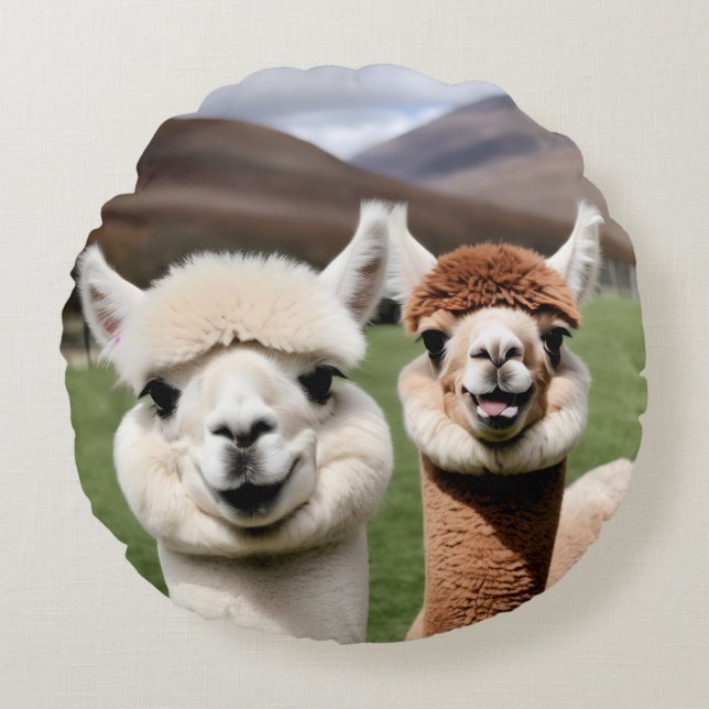 Fluff & Friendship Round Pillow (Front)