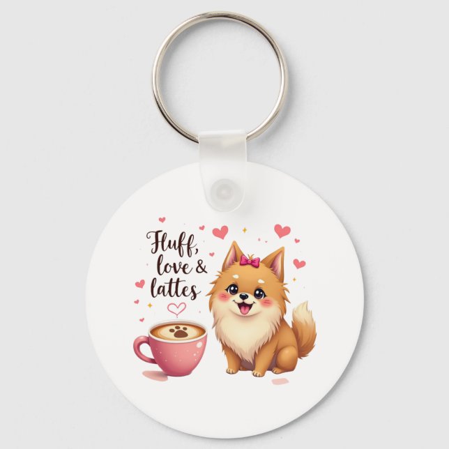 Fluff, Love & Lattes Keychain (Front)