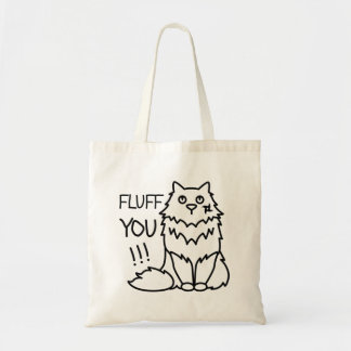 Fluff you - Funny Minimal Cute Black & White Cat Tote Bag