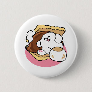 Fluffier Than a S’more – Cute Dog and Dessert Pun 2 Inch Round Button