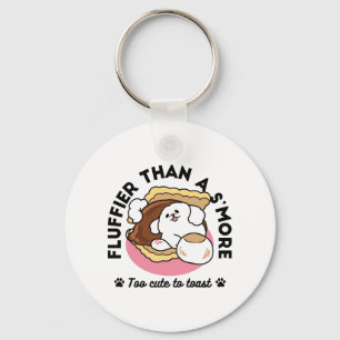Fluffier Than a S’more – Cute Dog and Dessert Pun  Keychain