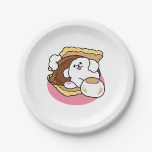 Fluffier Than a S’more – Cute Dog and Dessert Pun  Paper Plate