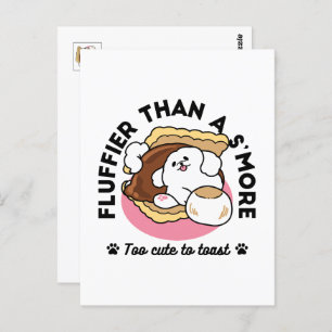 Fluffier Than a S’more – Cute Dog and Dessert Pun Postcard