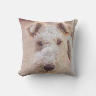 Fluffy Airedale Welsh Terrier Type Dog Puppy Throw Pillow