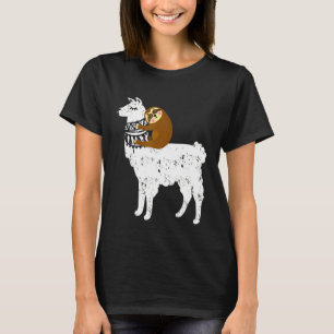 Fluffy Animal Sloth Riding Llama for Kids T-Shirt