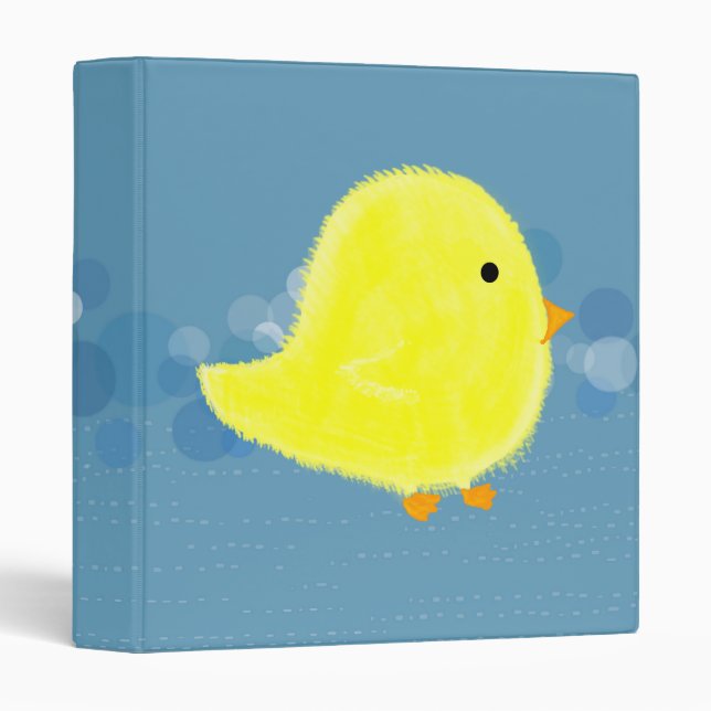 Fluffy Baby Chick Blue Avery Binder - 1 inch (Front/Spine)