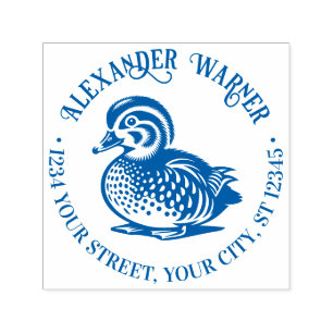 Fluffy Baby Duck Duck Library Name Return Address Self-inking Stamp