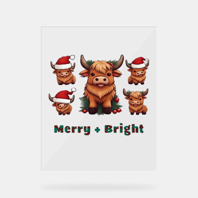 Fluffy Baby Highland Cow Drink Coffee Oversized T- Acrylic Sign (Front)