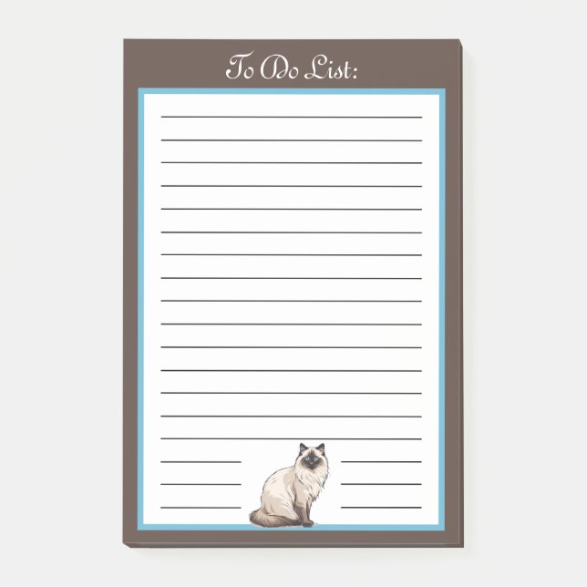 Fluffy Balinese Cat To Do List Post-it Notes (Front)