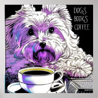 Fluffy Beaumont DOGS, BOOKS, COFFEE Editable text