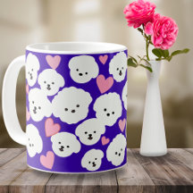 Fluffy Bichon and Hearts Mug