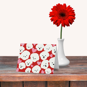 Fluffy Bichons and Hearts Card