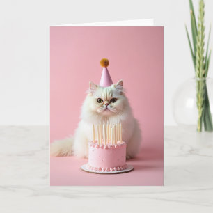 Fluffy Birthday Cat Art Card