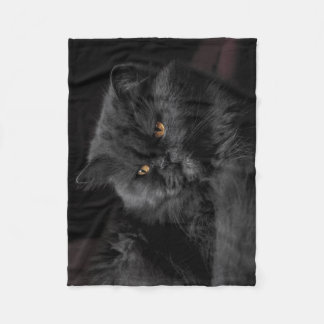 Fluffy Black Cat relaxing Fleece Blanket