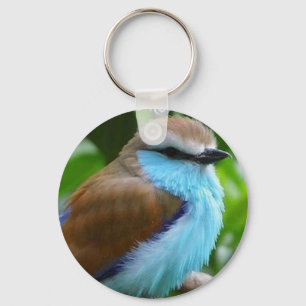 Fluffy Blue Bird Keychain