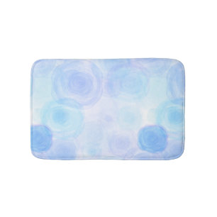 Fluffy Blue Roses Floral Pattern Bath Mat