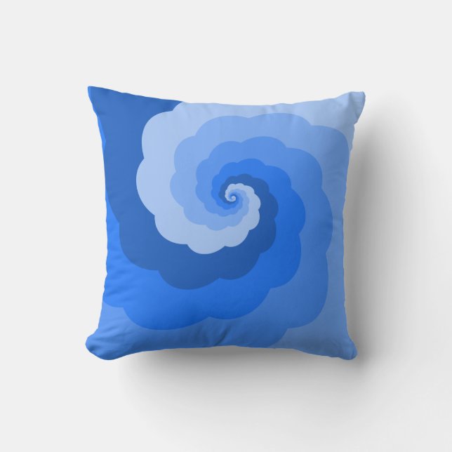 Fluffy Blue Spiral Cloud Pillow (Front)