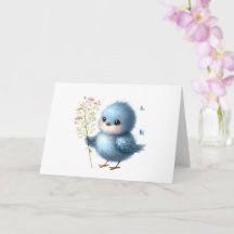 Fluffy Bluebird Wildflowers All-Occasion Greeting