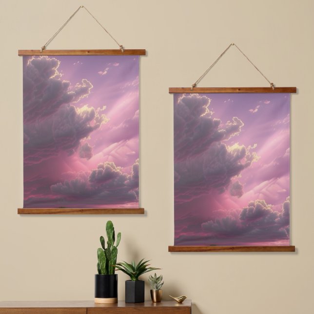 Fluffy Bright Clouds Hanging Tapestry (Asymmetrical)
