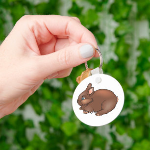 Fluffy Brown Bunny Rabbit Adorable Animal Keychain