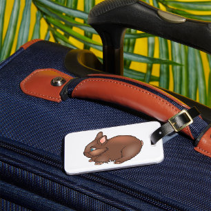 Fluffy Brown Bunny Rabbit Adorable Animal Luggage Tag