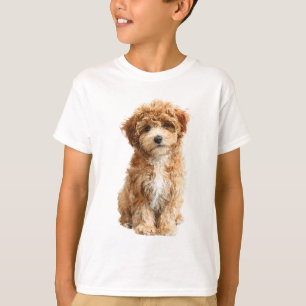 Fluffy Brown Curls Adorable Puppy Dog Kids T-Shirt